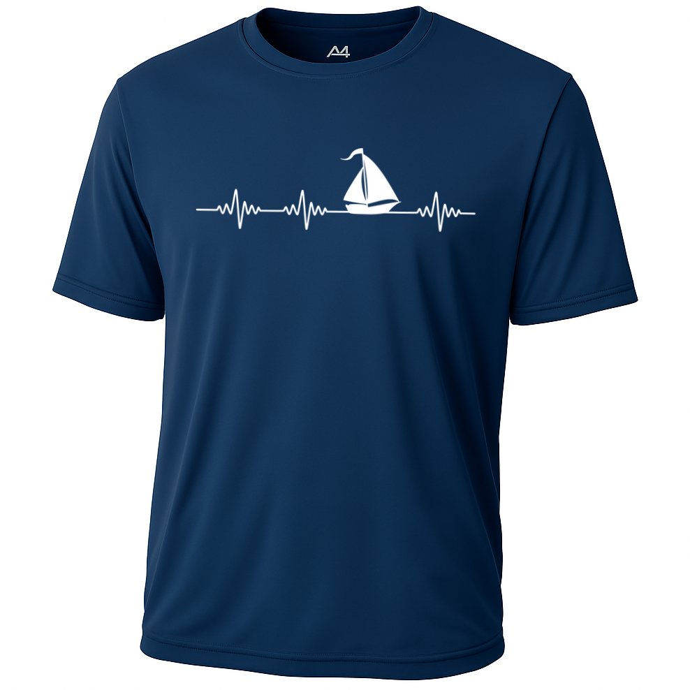 Heartbeat Sailing Sailboat Cooling Performance Crew T-Shirt