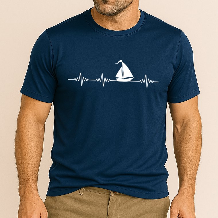 Heartbeat Sailing Sailboat Cooling Performance Crew T-Shirt