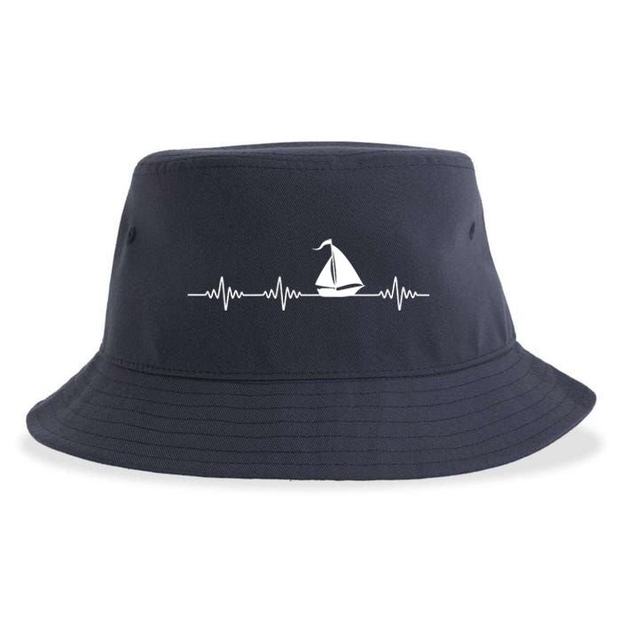 Heartbeat Sailing Sailboat Sustainable Bucket Hat