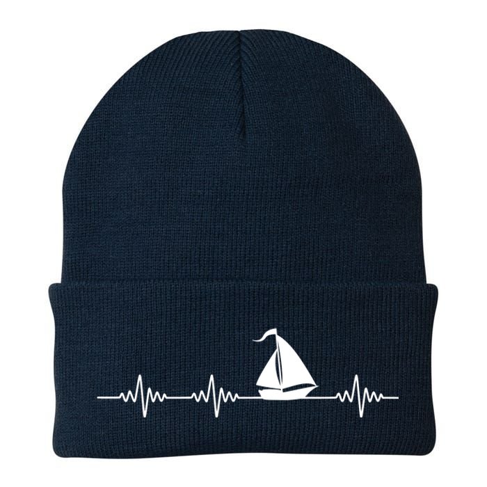 Heartbeat Sailing Sailboat Knit Cap Winter Beanie