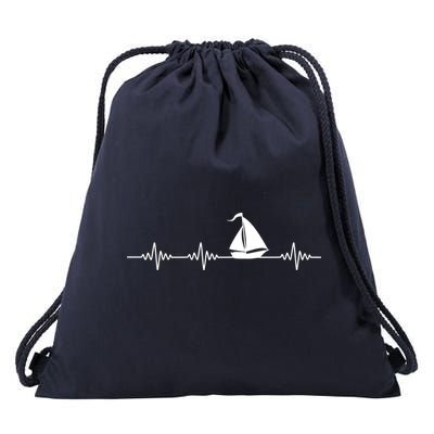 Heartbeat Sailing Sailboat Drawstring Bag