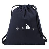 Heartbeat Sailing Sailboat Drawstring Bag