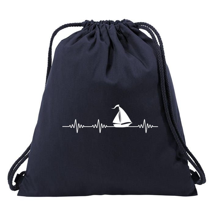 Heartbeat Sailing Sailboat Drawstring Bag