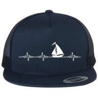 Heartbeat Sailing Sailboat Flat Bill Trucker Hat