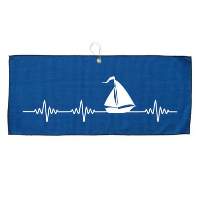 Heartbeat Sailing Sailboat Large Microfiber Waffle Golf Towel