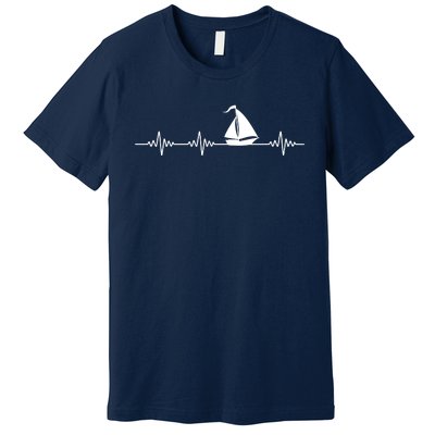 Heartbeat Sailing Sailboat Premium T-Shirt