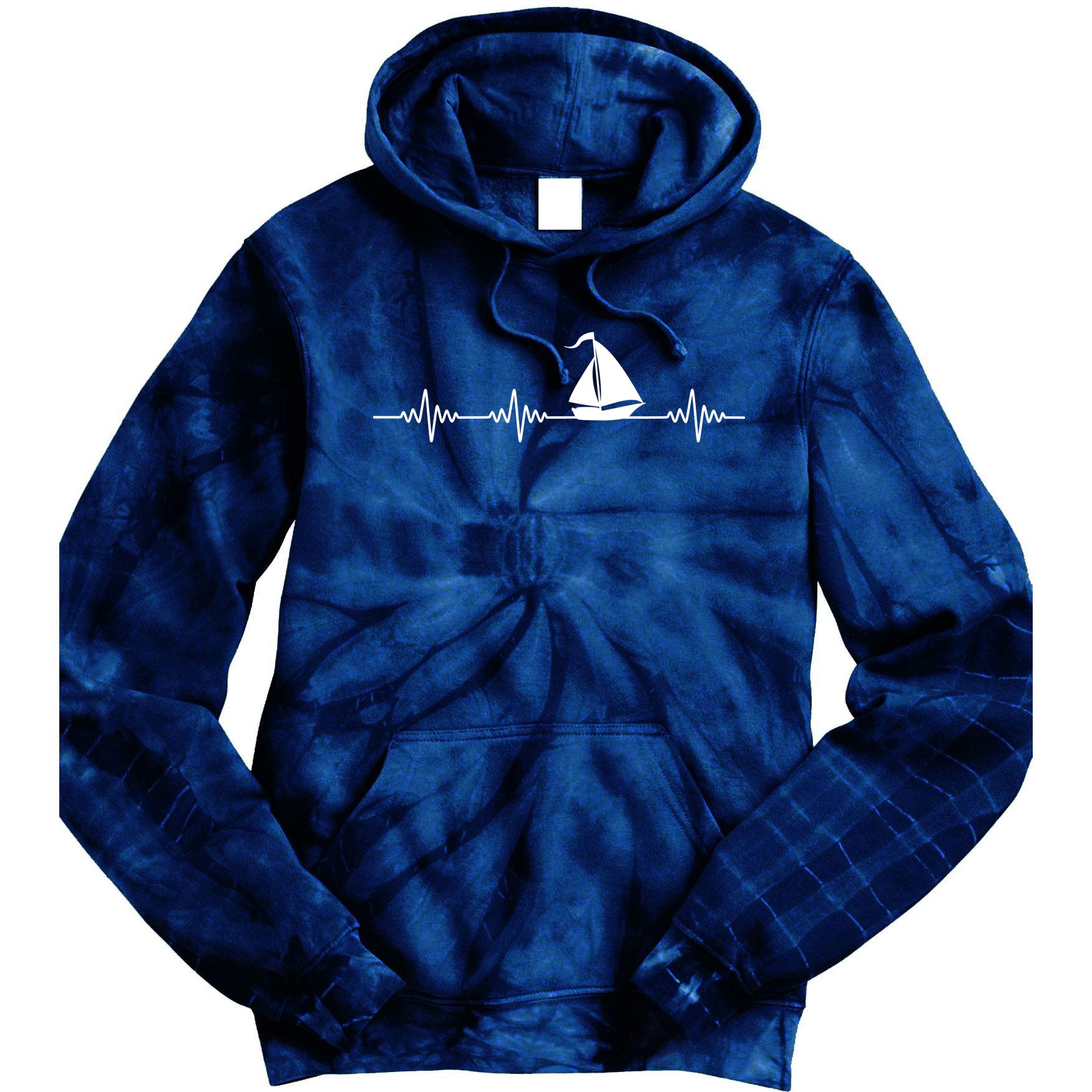 Heartbeat Sailing Sailboat Tie Dye Hoodie