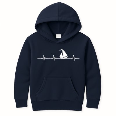 Heartbeat Sailing Sailboat Kids Hoodie