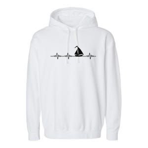 Heartbeat Sailing Sailboat Garment-Dyed Fleece Hoodie