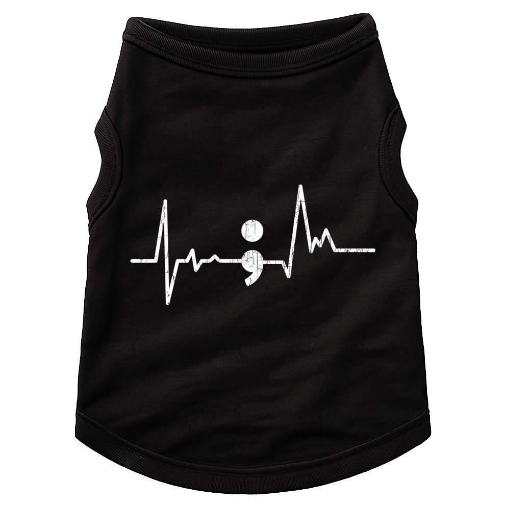 Heartbeat Semicolon Suicide Prevention Awareness Graphic Doggie Tank
