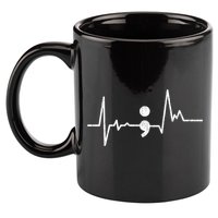 Heartbeat Semicolon Suicide Prevention Awareness Graphic 11oz C Handle Ceramic Mug