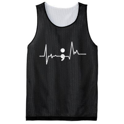 Heartbeat Semicolon Suicide Prevention Awareness Graphic Mesh Reversible Basketball Jersey Tank