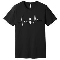 Heartbeat Semicolon Suicide Prevention Awareness Graphic Premium T-Shirt