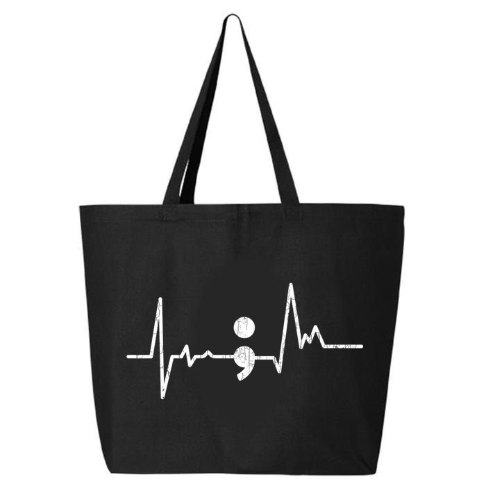 Heartbeat Semicolon Suicide Prevention Awareness Graphic 25L Jumbo Tote