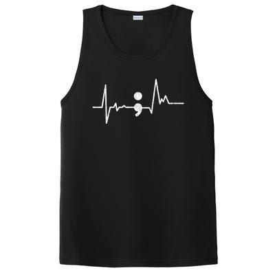 Heartbeat Semicolon Suicide Prevention Awareness Graphic PosiCharge Competitor Tank