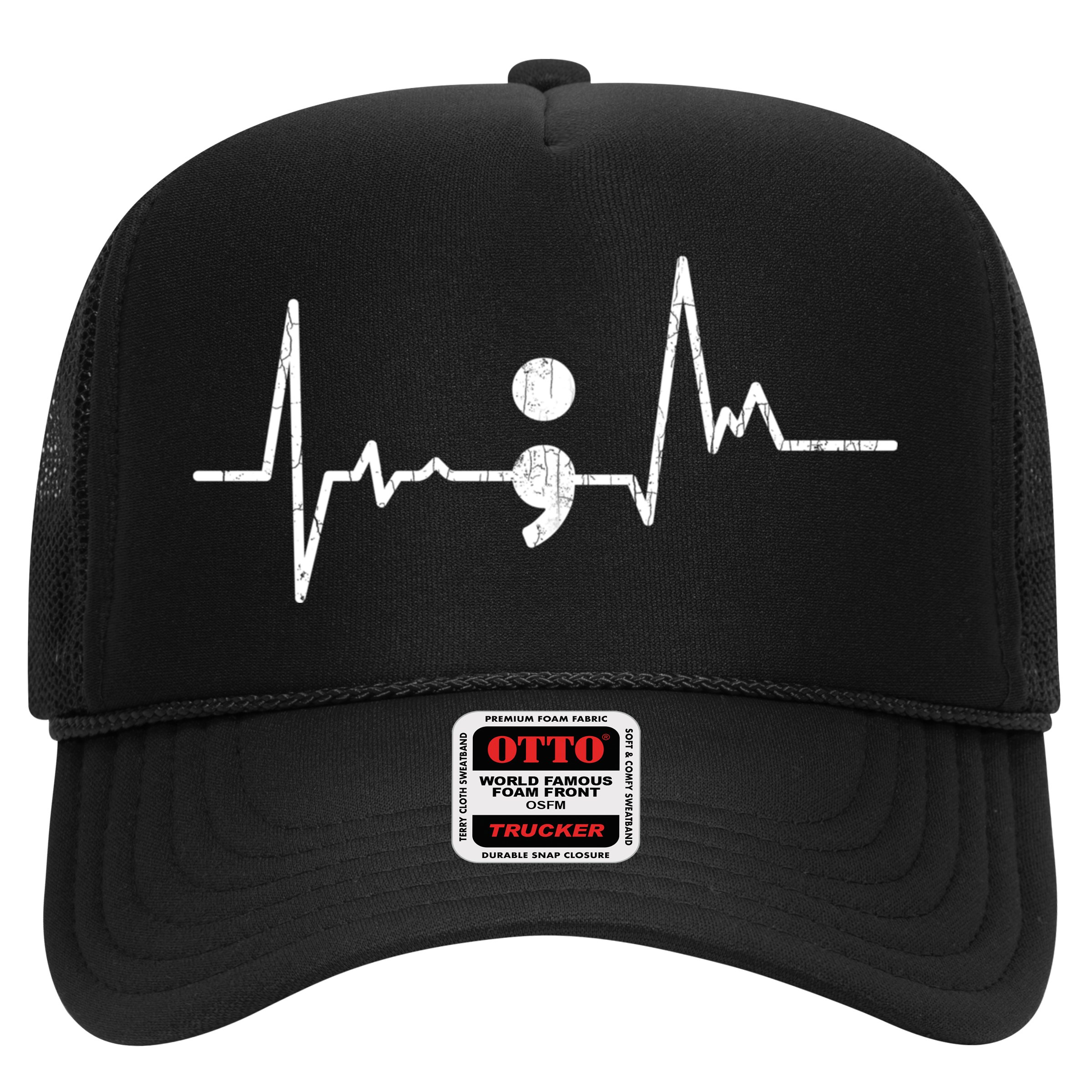 Heartbeat Semicolon Suicide Prevention Awareness Graphic Hat