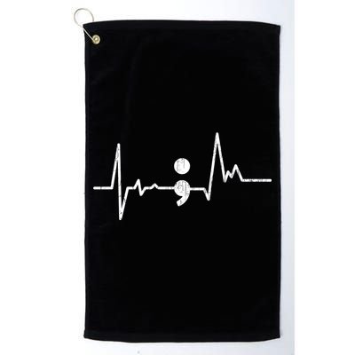 Heartbeat Semicolon Suicide Prevention Awareness Graphic Golf Towel