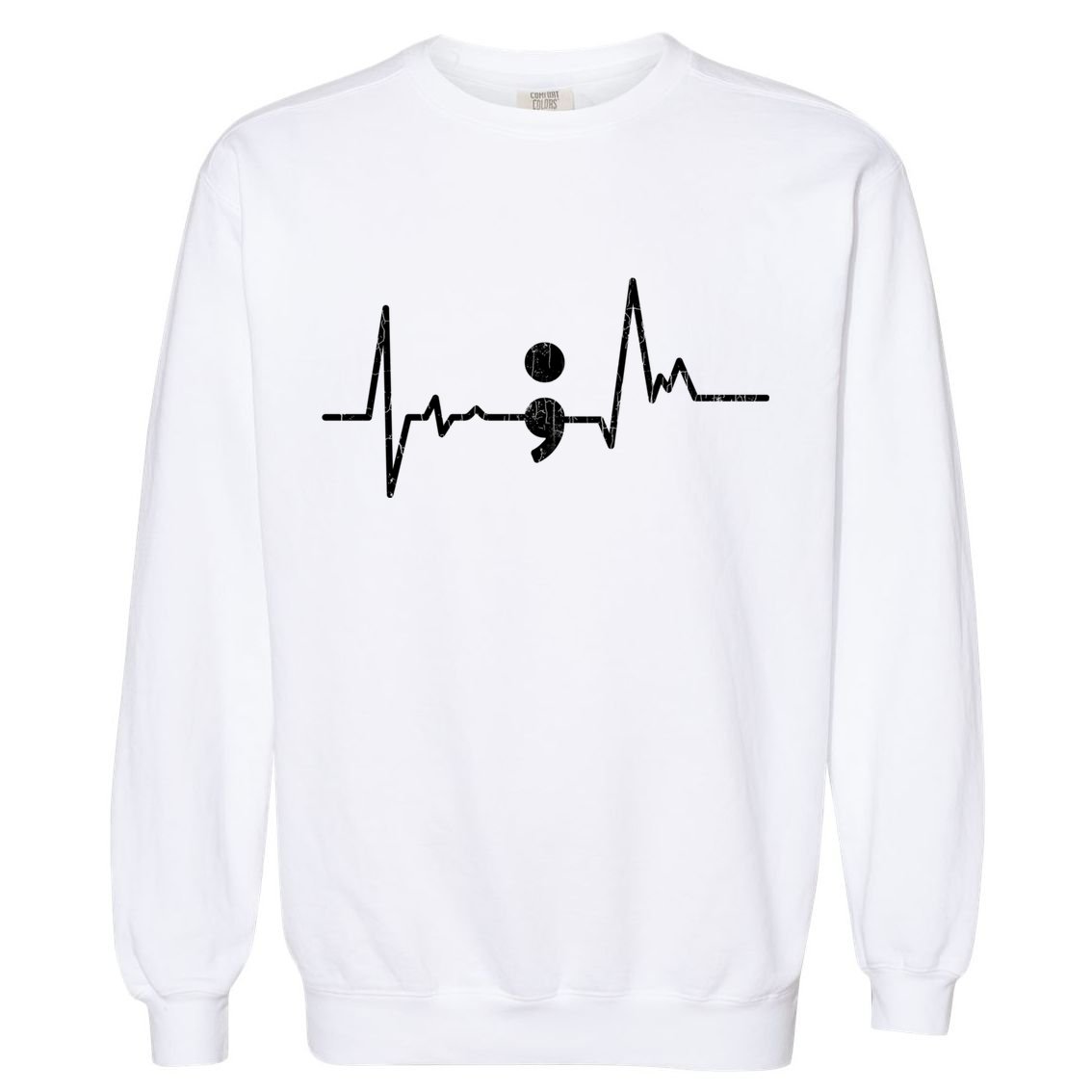 Heartbeat Semicolon Suicide Prevention Awareness Graphic Garment-Dyed Sweatshirt