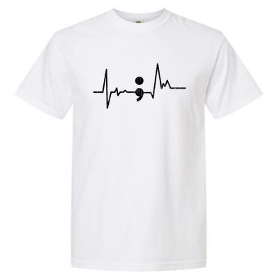 Heartbeat Semicolon Suicide Prevention Awareness Graphic Garment-Dyed Heavyweight T-Shirt