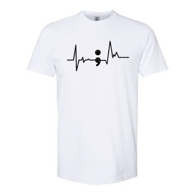 Heartbeat Semicolon Suicide Prevention Awareness Graphic Softstyle CVC T-Shirt