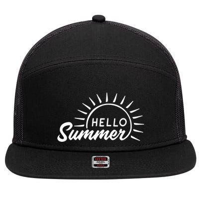 Hello Summer Sunset 7 Panel Mesh Trucker Snapback Hat