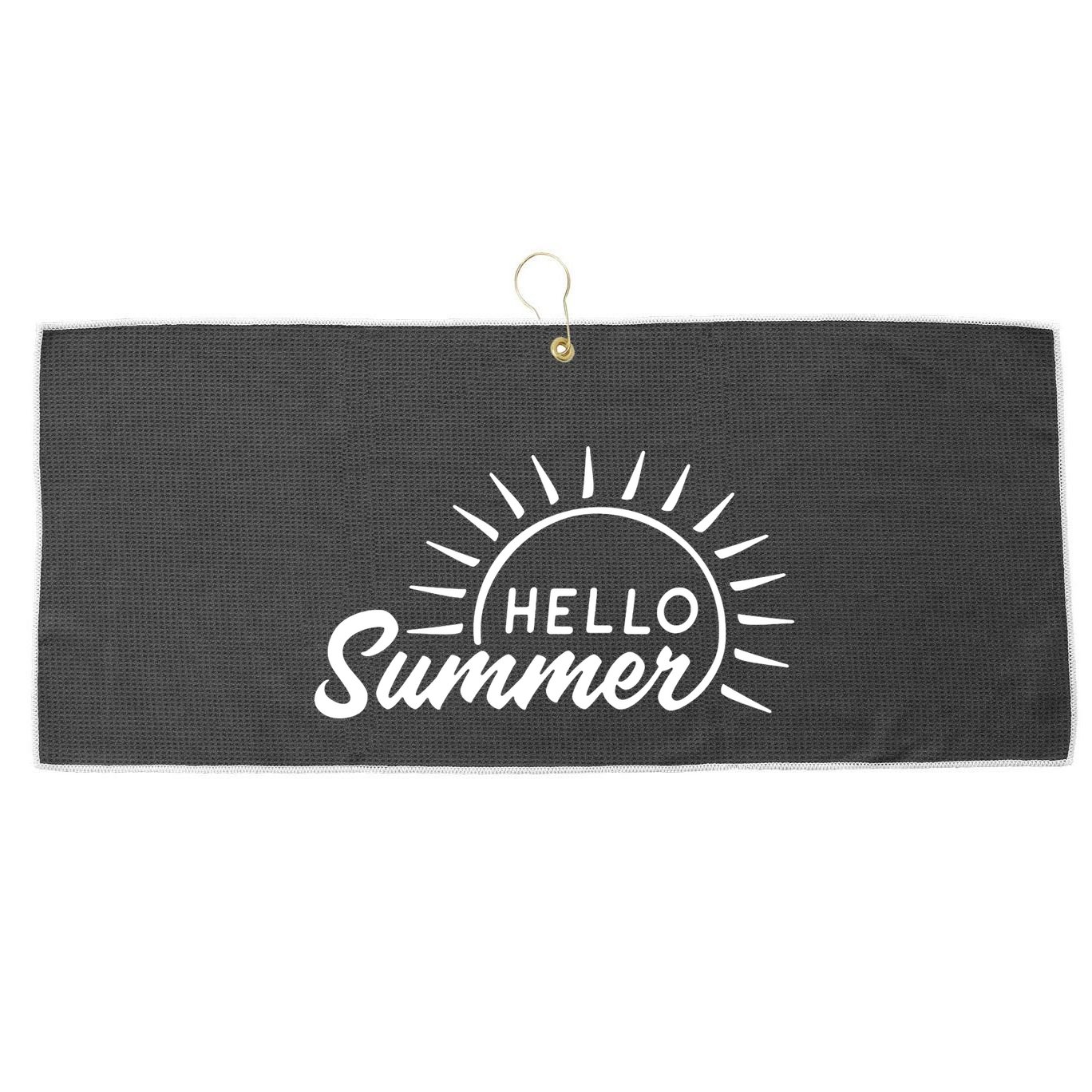 Hello Summer Sunset Large Microfiber Waffle Golf Towel