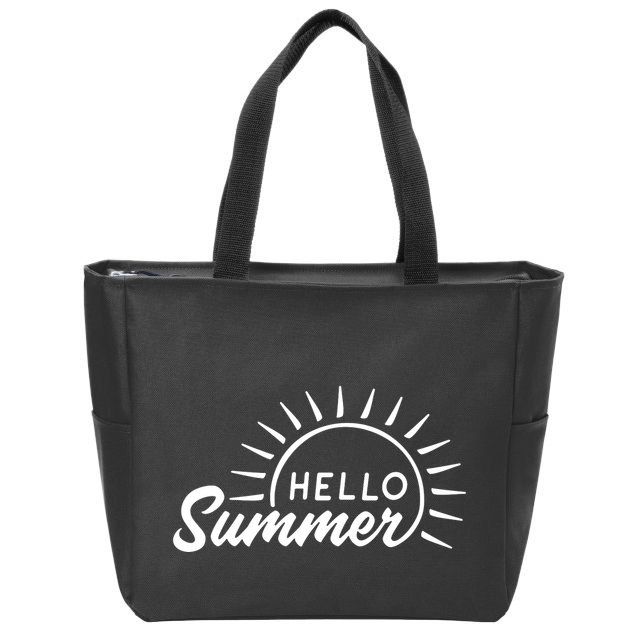 Hello Summer Sunset Zip Tote Bag