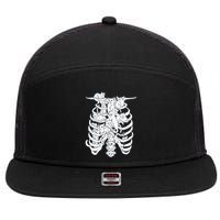 Human Skeleton Spine Cats 7 Panel Mesh Trucker Snapback Hat