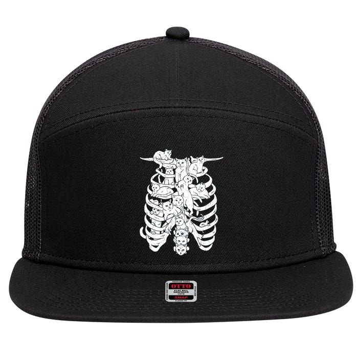 Human Skeleton Spine Cats 7 Panel Mesh Trucker Snapback Hat
