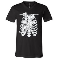 Human Skeleton Spine Cats V-Neck T-Shirt