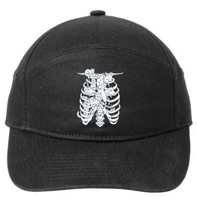Human Skeleton Spine Cats 7-Panel Snapback Hat