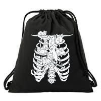 Human Skeleton Spine Cats Drawstring Bag
