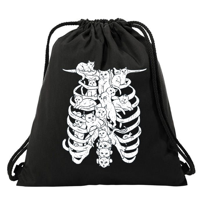 Human Skeleton Spine Cats Drawstring Bag