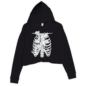 Human Skeleton Spine Cats Crop Fleece Hoodie