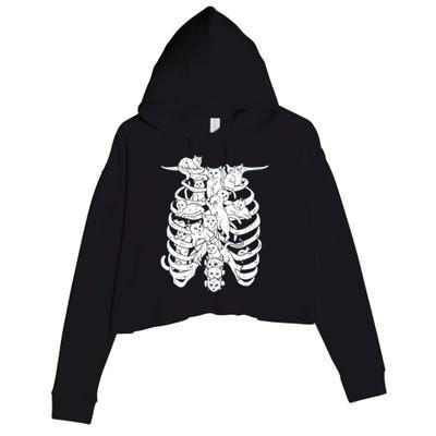 Human Skeleton Spine Cats Crop Fleece Hoodie