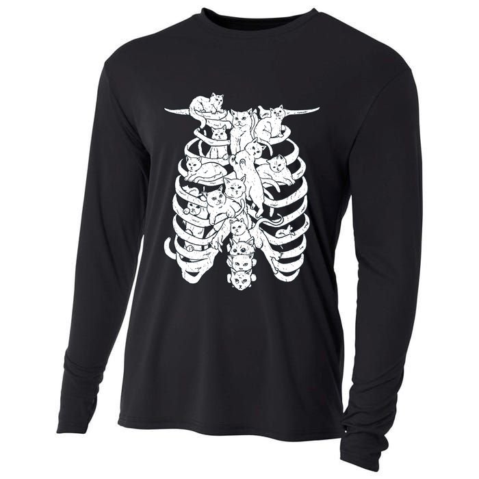 Human Skeleton Spine Cats Cooling Performance Long Sleeve Crew