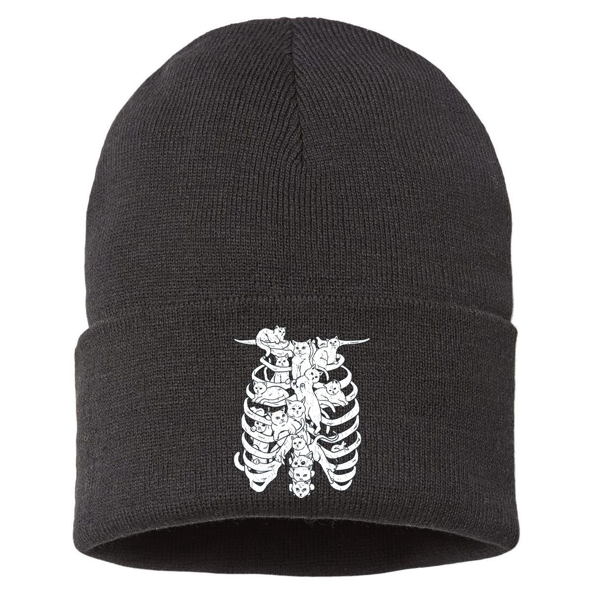 Human Skeleton Spine Cats Sustainable Knit Beanie