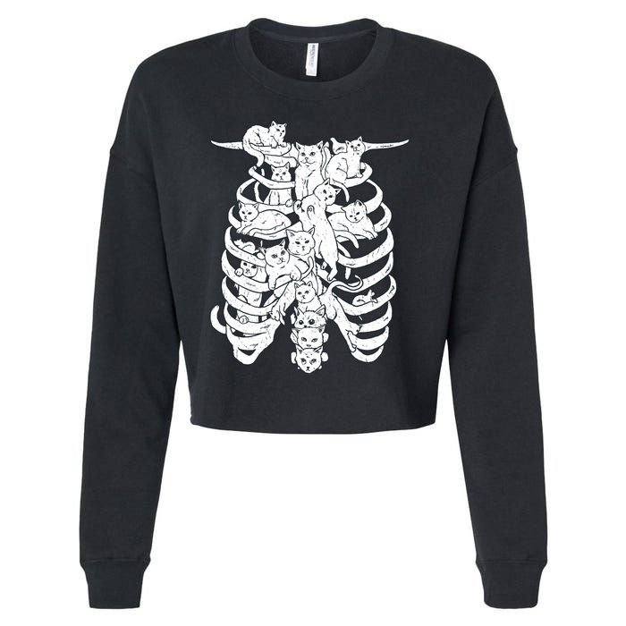 Human Skeleton Spine Cats Cropped Pullover Crew