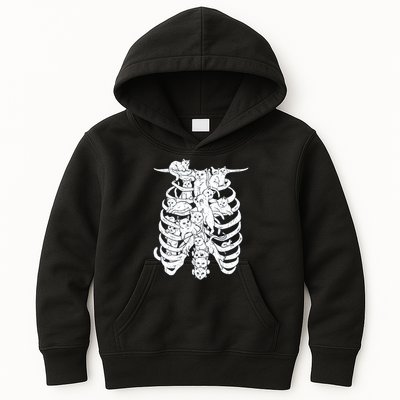 Human Skeleton Spine Cats Kids Hoodie