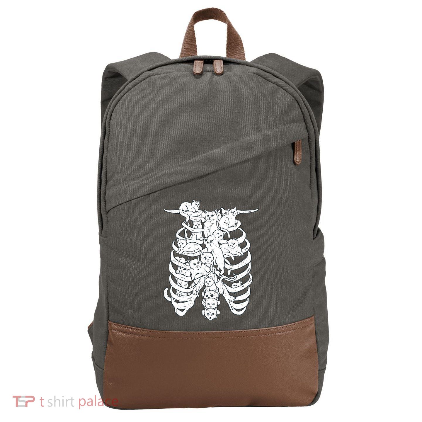 Human Skeleton Spine Cats Cotton Canvas Backpack