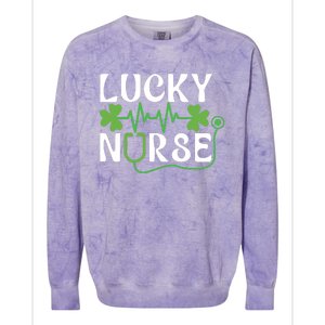 Hospital Shamrock Saint Patrick Day Lucky Nurse Colorblast Crewneck Sweatshirt