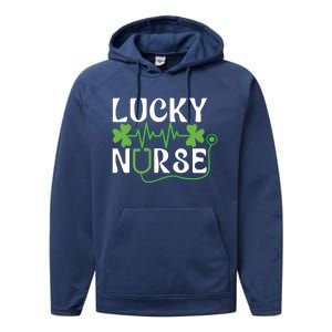 Hospital Shamrock Saint Patrick Day Lucky Nurse Performance Fleece Hoodie