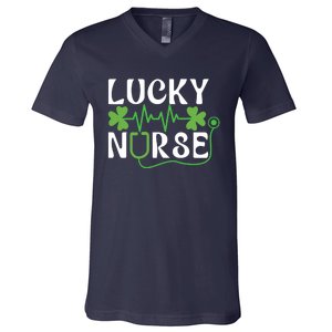 Hospital Shamrock Saint Patrick Day Lucky Nurse V-Neck T-Shirt