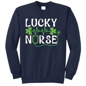 Hospital Shamrock Saint Patrick Day Lucky Nurse Tall Sweatshirt