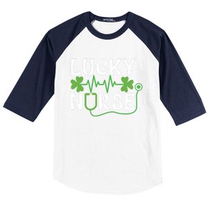 Hospital Shamrock Saint Patrick Day Lucky Nurse Baseball Sleeve Shirt