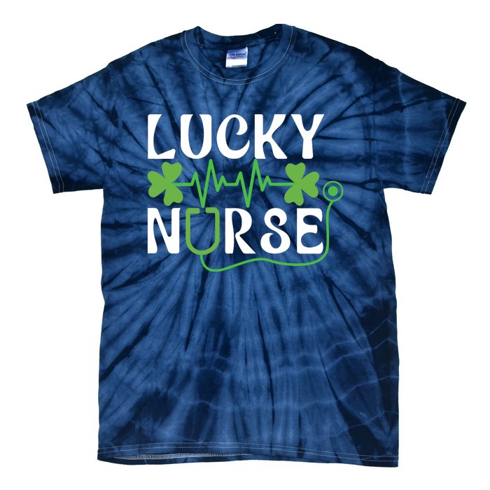 Hospital Shamrock Saint Patrick Day Lucky Nurse Tie-Dye T-Shirt