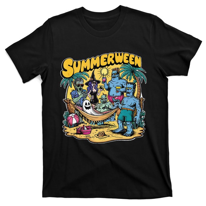 Happy Summerween Summer Halloween Holiday Beach Vibes Spooky T-Shirt