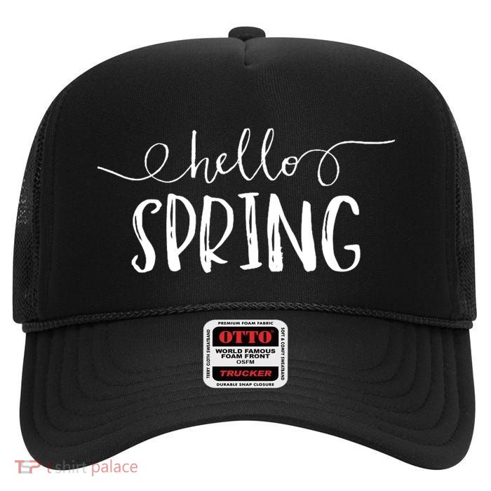 Hello Spring Season High Crown Mesh Back Trucker Hat