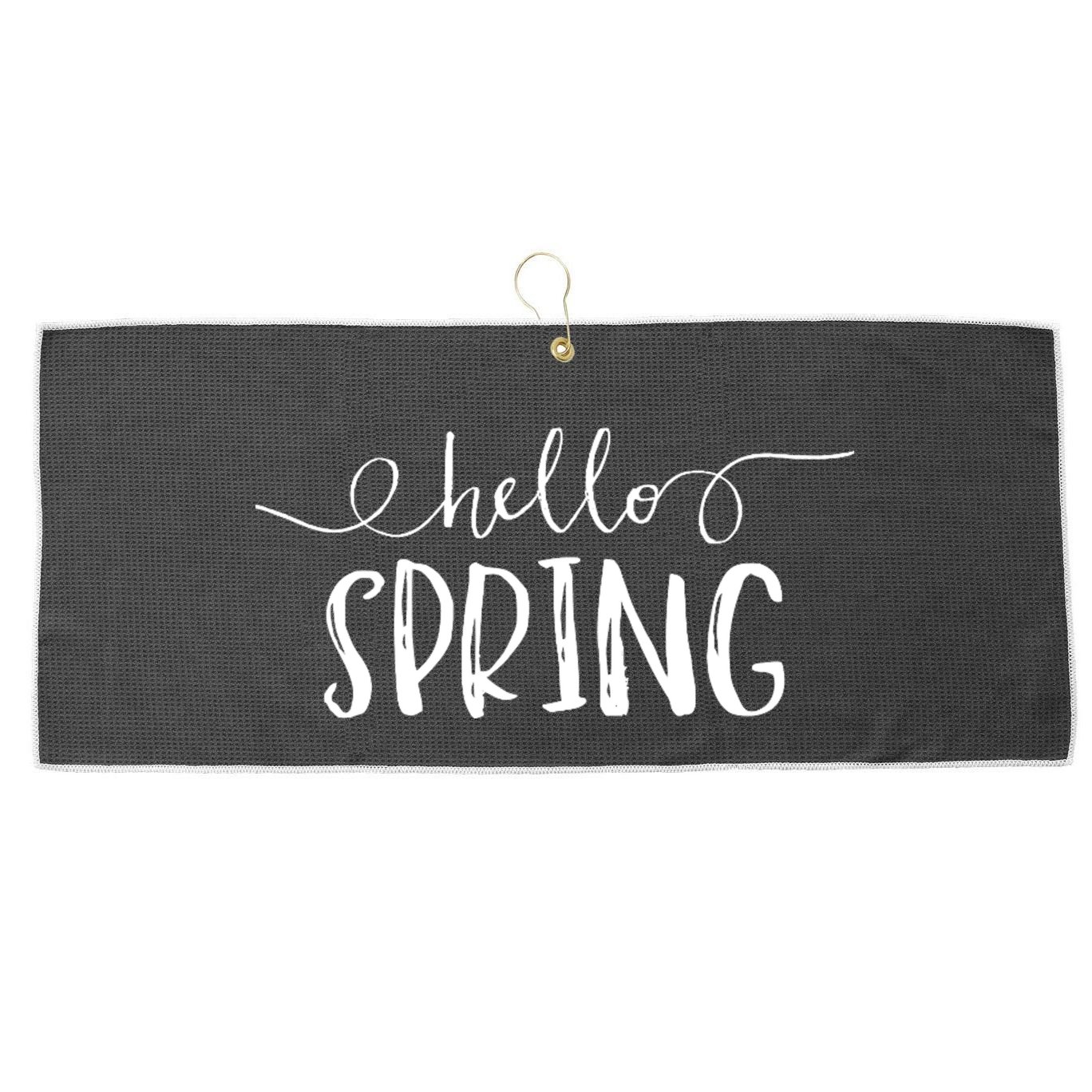 Hello Spring Season Large Microfiber Waffle Golf Towel