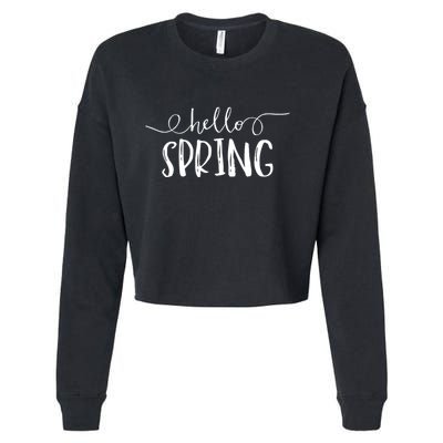 Hello Spring Season Cropped Pullover Crew